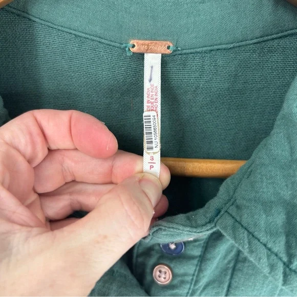 Free People Thalia Mini Shirtdress S Pullover Jacket Button Oversized Teal Boho - Picture 6 of 16